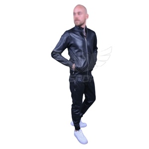 Chándal personalizado de cuero para hombre con logotipo de manga larga de Talla grande-Ropa deportiva personalizada para la temporada de invierno - Product Image 1