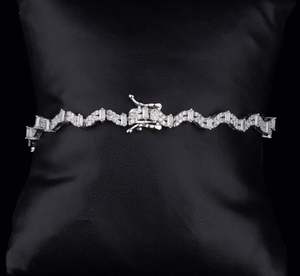 925 Sterling <b>Silver</b> Zirconia & Moissanite Diamond Cluster <b>Beaded</b> <b>Bracelet</b> Platinum Plated Romantic Gift for Women - Product Image 2