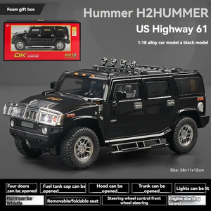 รถโมเดลโลหะ HUMMER H2 ขนาด 1:18 รถ SUV ออฟโรดสุดหรู พร้อมประตูที่เปิดได้ เสียงและไฟตกแต่งภายในอย่างละเอียด - Product Image 4