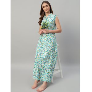 Camisón Victoriano Elegante de Encaje y Algodón para Mujer, Estampado Floral, Largo, Transpirable, con Bolsillo Lateral, para Primavera/Verano - Product Image 1