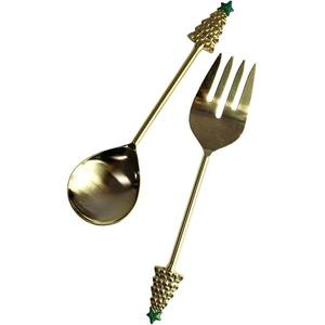 Ensemble élégant de cuillères à salade en acier inoxydable avec poignée design, ustensiles de service haut de gamme pour la maison - Product Image 3