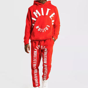 Haute qualité 100% coton respirant pull à capuche personnalisé ensemble poids lourd DTF impression 450gsm pantalon de survêtement pour l'hiver - Product Image 1