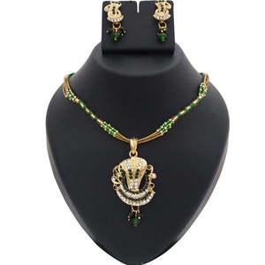 ชุดเครื่องประดับ kriaa จี้หินสีเขียวออสเตรียพร้อม1200209ชุบทอง - Product Image 1
