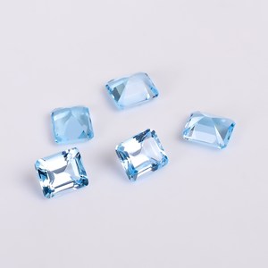 Topaze bleu ciel naturelle de qualité AAA, facettée, octogone, 7x5 mm, taille émeraude, pierre précieuse en vrac pour la fabrication de bijoux - Product Image 1