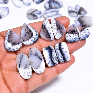 Paire d'opale dendritique naturelle Cabochon de pierres précieuses fournisseur Inde prix de gros paire de pierres précieuses naturelles de haute qualité fabrication de bijoux - Product Image 3