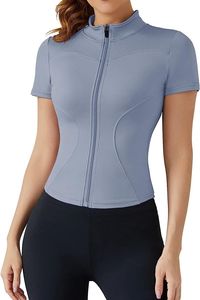 <b>Women's</b> Full-Zip Slim Fit Crew Neck Plaid Pattern Water Resistant Sports <b>Jacket</b> Reversible Yoga Track Sustainable Long Sleeve - Product Image 6