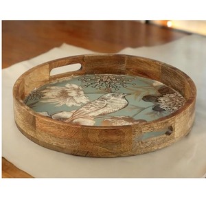 Juego de Bandejas de Servir de Madera Hechas a Mano y Pintadas a Mano, Decoración Pulida para Cocina/Mesa, para Regalos de Comedor o Uso en Restaurantes - Product Image 2
