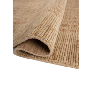 Handmade Large Area Contour Beige & <b>Brown</b> <b>Wool</b> Rug 9x12 Rectangle with Solid Striped Pattern for Home Hallway Use-Model Hwl-440 - Product Image 2