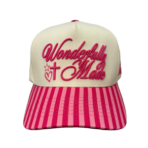 Casquette de baseball rose à rayures personnalisée en gros, broderie 3D, chapeau vintage en coton avec fermeture snapback, chapeau de soleil pour femme, cadeau pour fille - Product Image 1