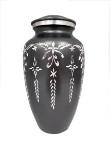 Urna funeraria para adultos de aluminio de material pulido plateado hecha a mano-Urna asequible para cenizas - Product Image 5