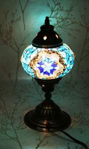 Lampe en mosaïque métallique de style turc, artisanale avec vitraux, pour une chambre élégante et une décoration artistique de la maison - Product Image 6