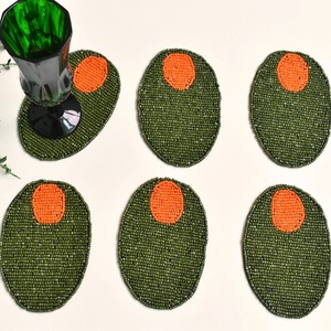 Posavasos de cristal con diseño de Oliva de diseño único, posavasos con cuentas para el hogar, la Oficina, la boda, el precio de reventa - Product Image 3