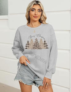 OEM personalizado Streetwear Fleece Pullover Algodón de gran tamaño de las mujeres Sudadera con capucha impresa de punto para mujer Hoddys - Product Image 3