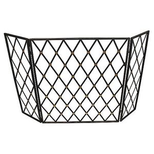 Grille de protection contre le feu en métal massif recouvert de noir, design en fil, clôture de cheminée, filet en métal pliable, écran de cheminée à 3 panneaux - Product Image 1
