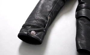 100% cuero de oveja genuino de un solo pecho Slim Fit High Street motocicleta chaqueta hombres de clase alta estilo Vintage impermeable - Product Image 6