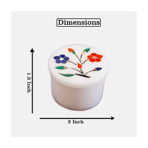 Boîte à bijoux ronde faite à la main en os avec une élégante incrustation de marbre pour les cadeaux et la décoration intérieure - Product Image 2