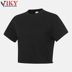 Blusas cortas de verano para mujer, camisas de algodón acanaladas, top de punto con cuello redondo, conjunto de dos piezas para mujer - Product Image 6