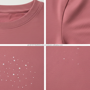 Solid Colors <b>Rhinestone</b> Design Women's Crop <b>Tops</b> T-Shirts Quick Dry Street Style Hot Selling - Product Image 2