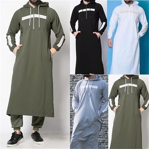 Tallas grandes invierno Thobe hombres musulmanes sudaderas con capucha de manga larga marroquí árabe Dubai islámico hombres Thobe Abaya 2025 - Product Image 4
