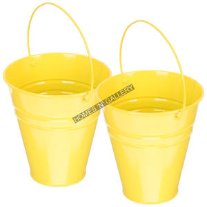 Yellow Galvanized Steel Planter Pails Indoor/Outdoor Silver Plant Pots for Garden & Home Floor Usage Bucket Metal Bucket Pots - Product Image 1