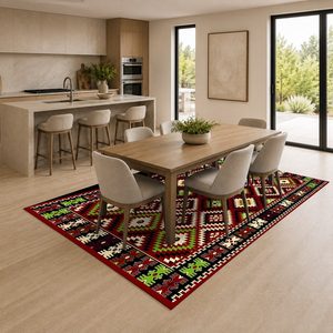 RUGS DEPOT LXDP-0707 Wholesale Red Burgundy Ethnic Kilim Digital Printed Machine Washable Chenille Area Rug Non <b>Slip</b> - Product Image 4