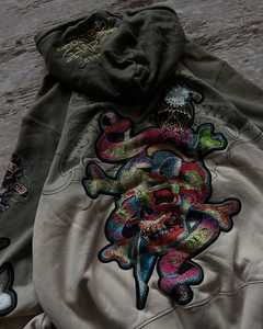 Sérigraphie personnalisée du fabricant avec capuche en pierre du Rhin Vintage Streetwear 100% coton 450GSM Flees - Product Image 5