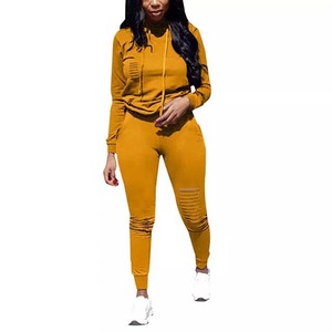 Survêtements pour femmes vêtements de sport Jogging survêtement à capuche et pantalons de survêtement ensembles deux pièces pull respirant survêtement dames - Product Image 1