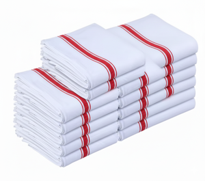 High Quality White Cotton Kitchen Towels Blue Stripe Durable Absorbent Cleaning <b>Cloths</b> for Home and Commercial Use - Product Image 3