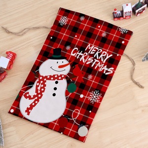 Personnalisé Classique <span class=keywords><strong>Rouge</strong></span> Plaid Santa Décoration Cordon Décoration de La Maison Toile Noël Pomme Sacs - Product Image 2