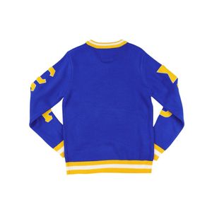 SGRho V Neck Sweater Royal Blue Gold Sigma Gamma Rho HBCU Greek Sorority Apparel <b>with</b> Embroidered Crest College Knit Clothing - Product Image 2