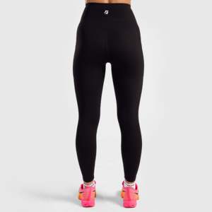 Leggings noirs radieux taille haute sans couture, sport et décontracté, taille XL, en tissu tricoté respirant (Nylon & Spandex) avec logo imprimé - Product Image 3