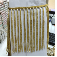 Franges de perles de verre longues de qualité supérieure - Dentelle à pampilles scintillante en sequins et perles de rocaille pour tenues de soirée