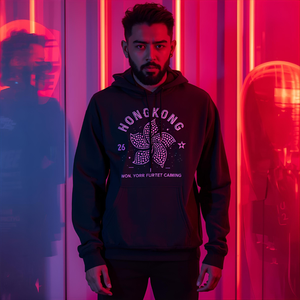 เสื้อสเวตเชิ้ตแบบสวมหัวมีฮู้ดพิมพ์ลายแรงบันดาลใจจากฮ่องกงเสื้อสเวตเตอร์แบบสวมหัวผ้าคอตตอนมีลายกราฟิก - Product Image 4