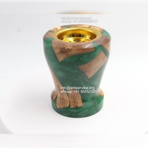 Round Handmade Wooden Mubkhar Bakhoor Burner Ramadan Special Islamic <b>Incense</b> <b>Holder</b> for Religious Use - Product Image 6