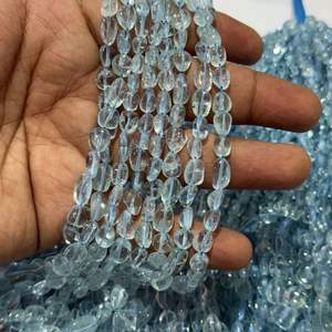 Cuentas de Aguamarina Azul Natural de Alta Calidad Premium de 7x5mm a 10x8mm, Lisas y Pulimentadas, con Más de 50 Años de Experiencia en la Fabricación de Joyería - Product Image 2