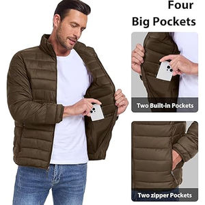 Veste d'hiver matelassée pour homme sur mesure, coupe-vent, fermeture éclair intégrale, col montant, marron, veste en duvet tendance, chaude, logo personnalisé, livraison DDP - Product Image 5