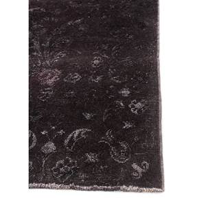 Alfombra de Lana y Seda Anudada a Mano en Gris Azalea y Negro, con Patrón Floral y Abstracto, Rectangular, Modelo para Pasillo, Dormitorio - Pae-6149 - Product Image 4