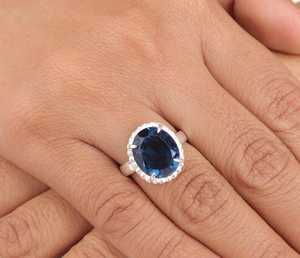 Bague Cœur en Topaze Bleue de Londres en Argent Sterling Plaqué Rhodium, Bijou de Luxe Pierre de Naissance de Février, Cadeau pour Femme, Vente en Gros - Product Image 6