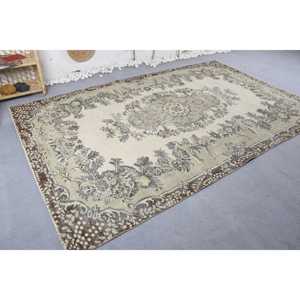 Tapis de 6,1 x 9,8 pieds, grand tapis vintage, tapis oriental beige - Product Image 3