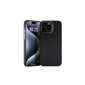 Coque de protection ultra-fine de luxe 600D en fibre de carbone Kevlar avec béquille, compatible MagSafe pour iPhone 15 Pro Max - Product Image 1