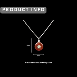 Colgante de Plata de Ley 925 con Trébol de Cuatro Hojas (Amor, Esperanza, Fe, Suerte), Piedra Natural de Ágata Roja Tsavorite, para Boda - Product Image 2