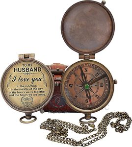 Quote <b>Engraved</b> Nautical <b>Compass</b> in Brass With Engraving Poetry Use for Outdoor Hiking or Searching Direction Tool - Product Image 3