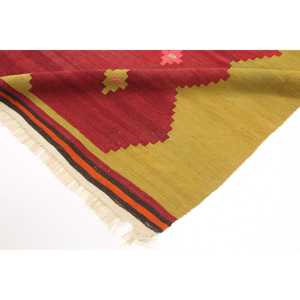 Turkish Vintage <b>Wool</b> Rug 5.3x8 ft Patchwork Design with Red/<b>Yellow</b> Plants & Trees Latex Backing - Product Image 5