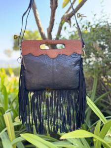 Latest Designer Carving Tooled Leather Fringe Sling Bag Stylish <b>Purse</b> Cowhide Fur Leather Bags for Women's Multi Use - Product Image 3