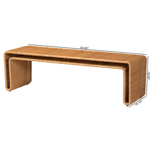 Banc d'appoint en bois massif miel rotin style bohème léger pliable rangement empilable pour entrée chambre bébés/enfants utilisation en entrepôt - Product Image 4