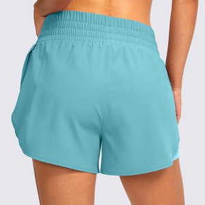 Ropa de gimnasio 2 en 1 con logotipo OEM personalizado para mujer, pantalones cortos transpirables para correr de verano, ropa deportiva de etiqueta privada con patrón sólido - Product Image 5