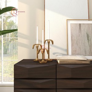 Stylish Large <b>Gold</b> Plated Metal Candle <b>Holders</b> Palm Tree Design Unique Candle Jar Antique Aluminium Cased <b>Holder</b> For Home Use - Product Image 5