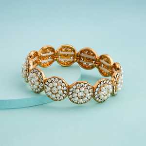 Trendy Bohemian <b>Beaded</b> <b>Bracelets</b> 192031 <b>Gold</b> Plated Zinc Alloy and Wood Number Flower and Ball Shaped Bangles for Party - Product Image 1