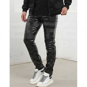 Vente en gros Pantalon droit en cuir rayé incurvé décontracté pour hommes léger imprimé de logo personnalisé - Product Image 6