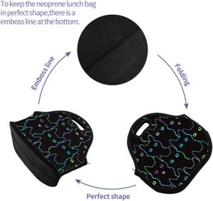 Sac à déjeuner isotherme en néoprène avec sublimation de chats mignons, petit sac fourre-tout pour enfants et adultes, fermeture éclair noire, capacité 20L/25L, réutilisable - Product Image 5